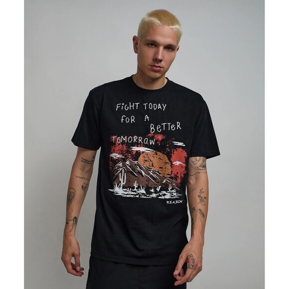 Reason T-Shirt Men’s L, XL Black Fight Today for a Better Tomorrow Embroidered - Picture 6 of 11